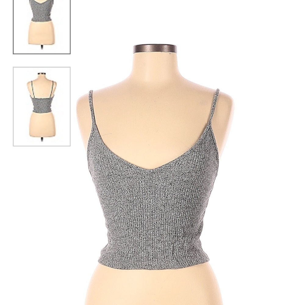 Brandy Melville Gray Marbled Plunge Tank Top